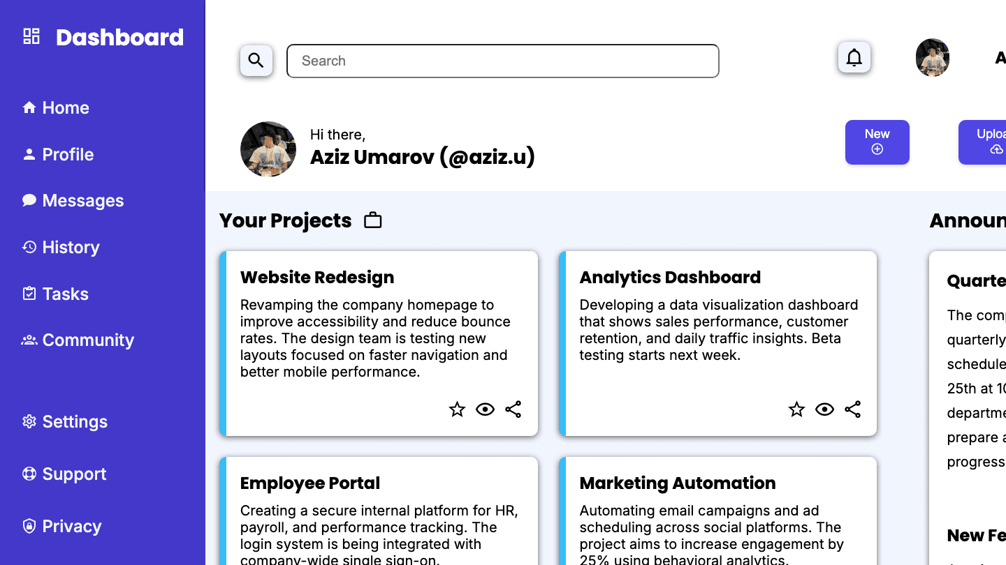 Admin Dashboard preview