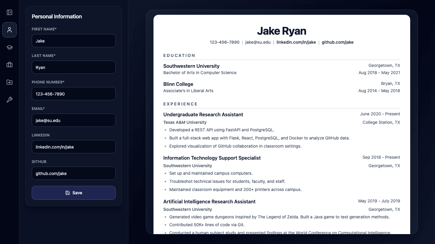 Resume Builder preview