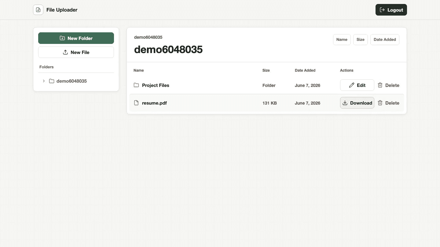 File Uploader preview